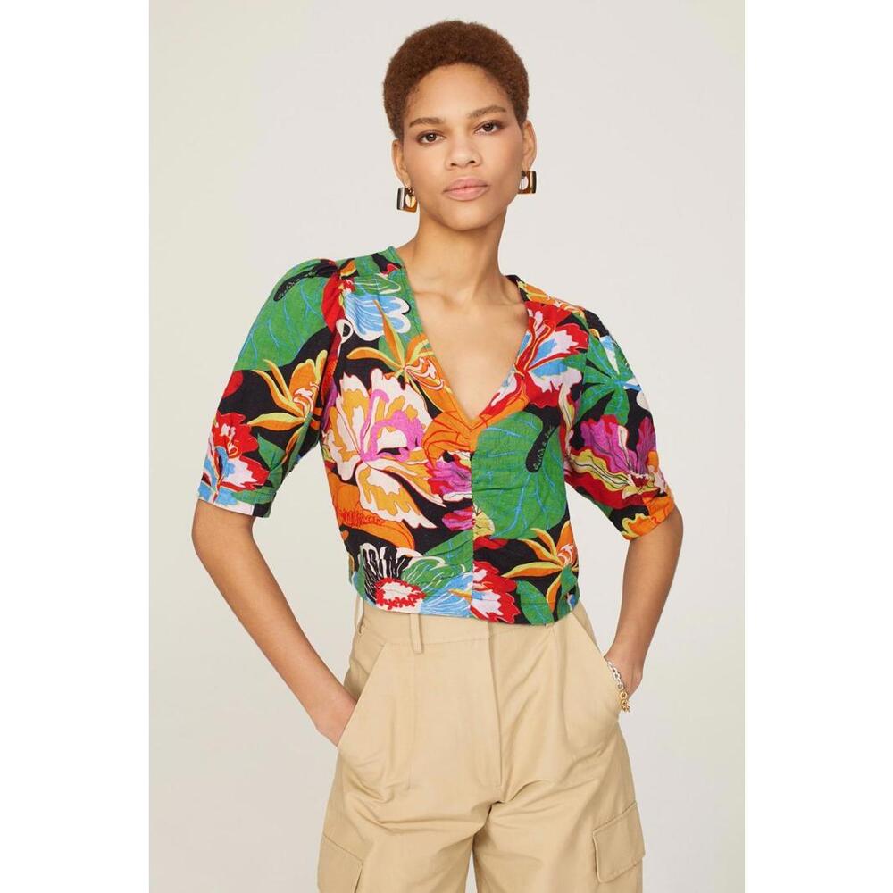 Scotch & Soda Puff Sleeve Cropped Tee Top Size 34 Women’s Cotton